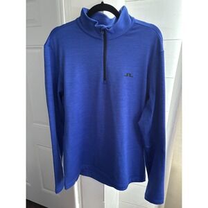 J Lindeberg Sweater Mens XL Blue Destry Zip Mid Layer Pebble Beach Golf Pullover